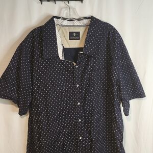 Navy Blue Craft Flow Size 3XL Button Down Short Sleeve Palm Tree Logo Shirt